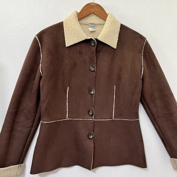 VTG Generation Faux Suede Penny Lane Jacket Size S Sherpa Lined Y2K Women's - Picture 3 of 7